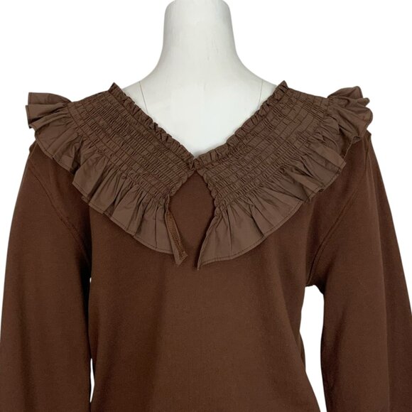 Wild Shark Surfing Sweatshirt By Panduola Studio S/M Brown Long Sleeve Upcycled - Picture 8 of 12